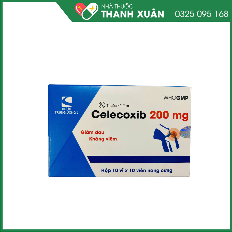 Celecoxid 200 mg Trung Ương 3 điều trị triệu chứng bệnh thoái hóa khớp, viêm khớp dạng thấp